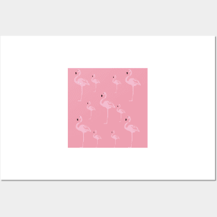 Pink Flamingo Birds Posters and Art